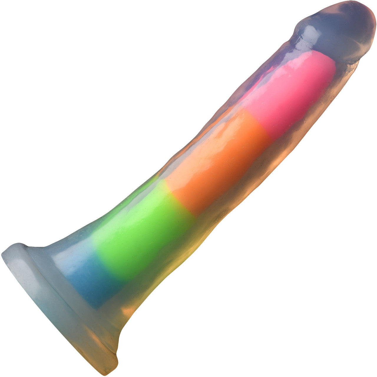 Lollicock Glow In The Dark 8" Silicone Suction Cup Dildo - Rainbow