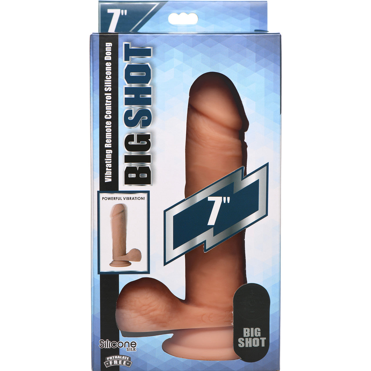 Big Shot 7" Rechargeable Vibrating Silicone Suction Cup Dildo With Balls & Remote - Vanilla