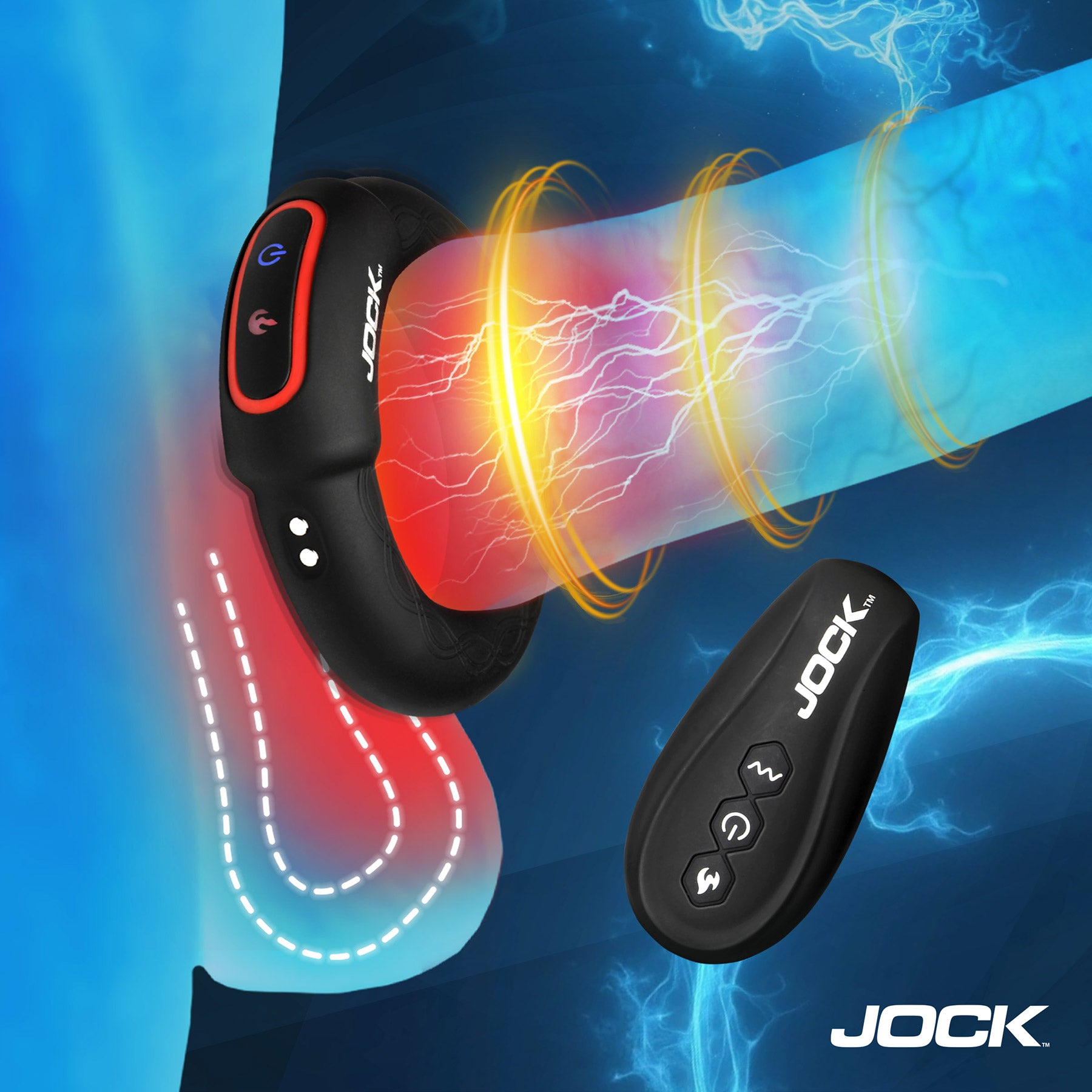 Jock Rumbler Vibrating & Warming Rechargeable Cock Ring With Remote