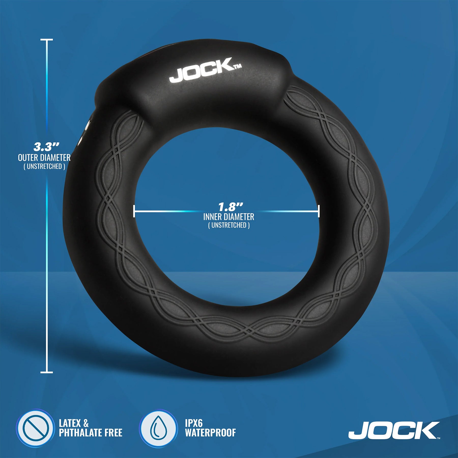 Jock Rumbler Vibrating & Warming Rechargeable Cock Ring With Remote - Medium