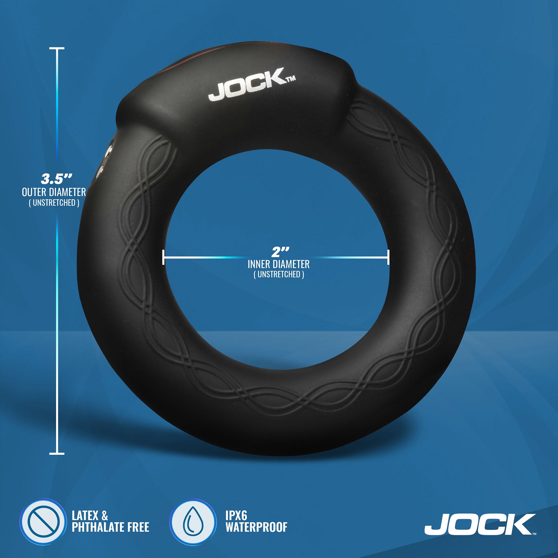 Jock Rumbler Vibrating & Warming Rechargeable Cock Ring With Remote - Large