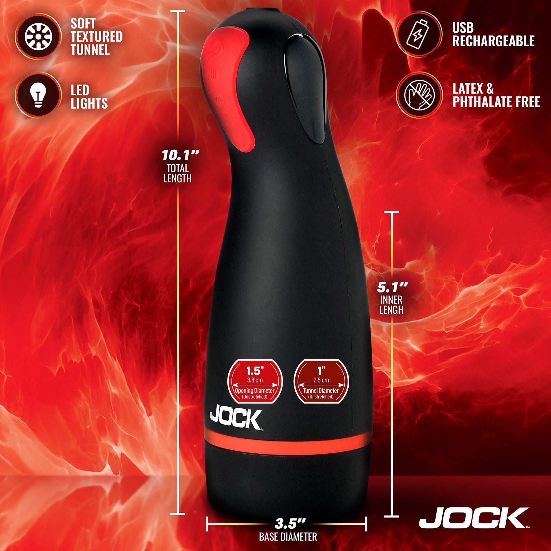 Jock Blaze Vibrating, Sucking, and Warming Rechargeable Masturbator
