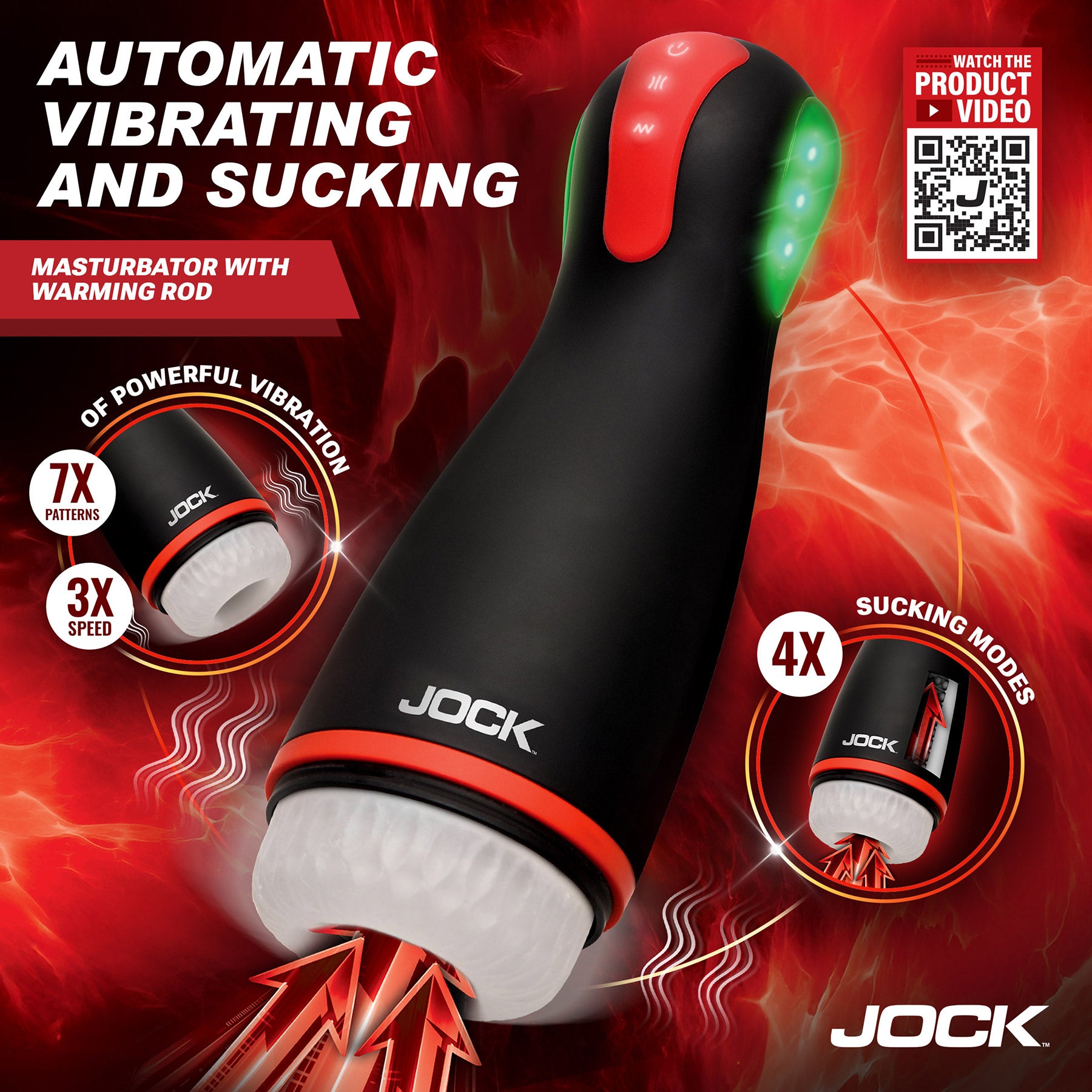 Jock Blaze Vibrating, Sucking, and Warming Rechargeable Masturbator