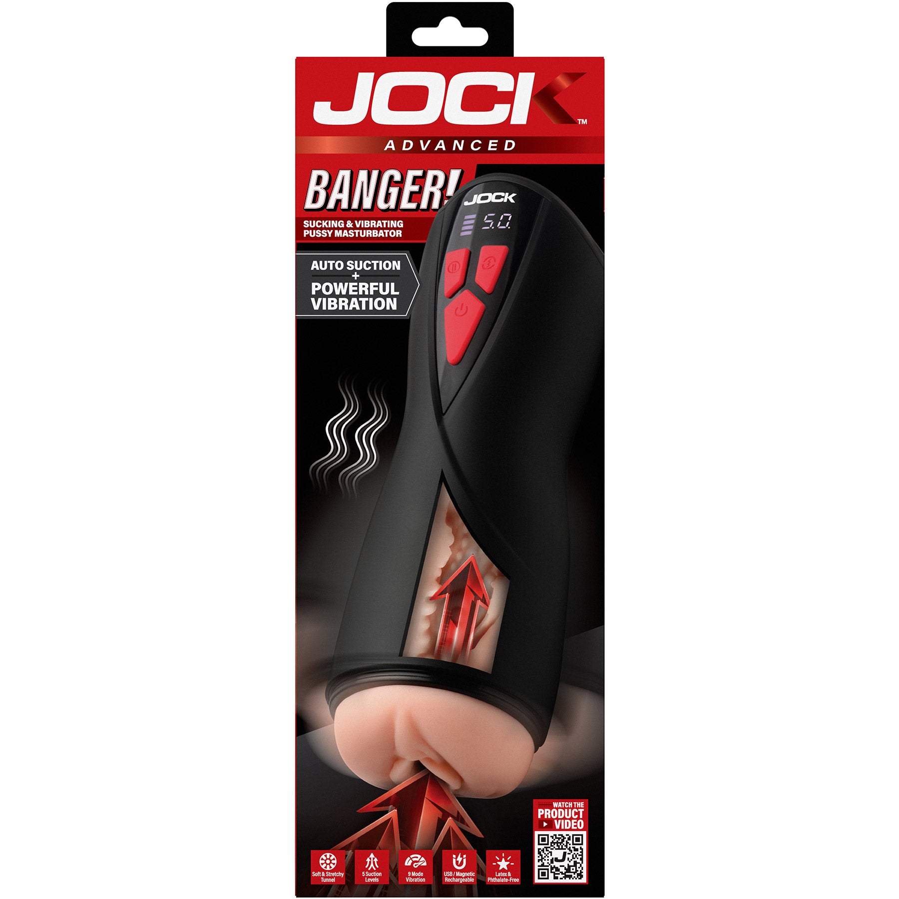 Jock Banger Sucking & Vibrating Pussy Rechargeable Penis Masturbator