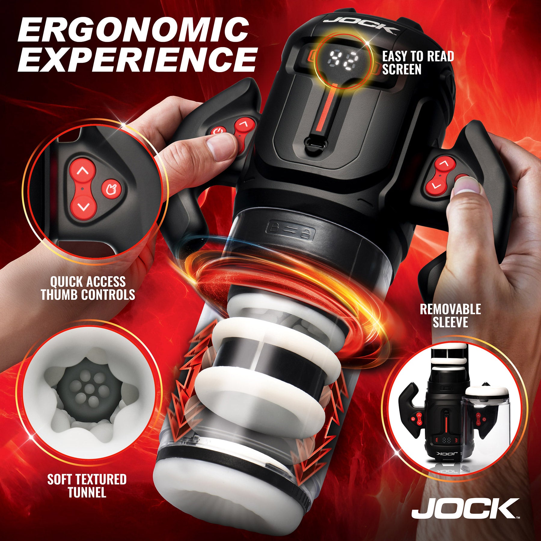 Jock Turbo Spin Thrusting and Rotating Rechargeable Masturbator