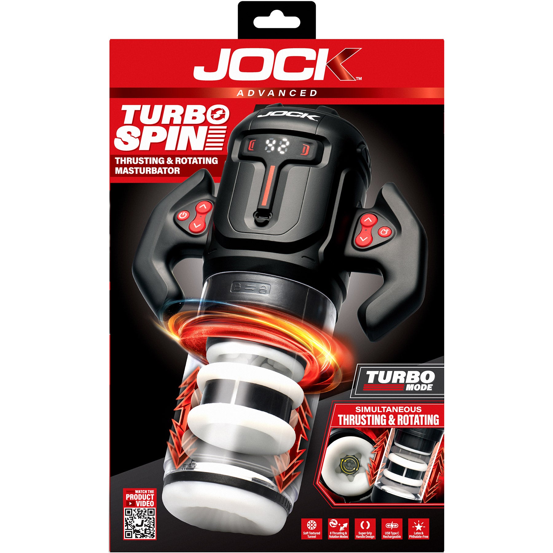 Jock Turbo Spin Thrusting and Rotating Rechargeable Masturbator