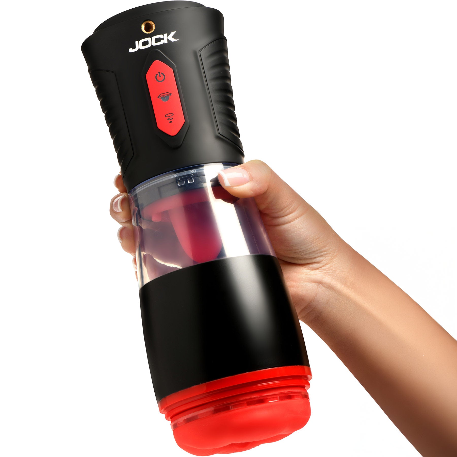 Jock Blow Job Sucking Licking and Vibrating Rechargeable Masturbator