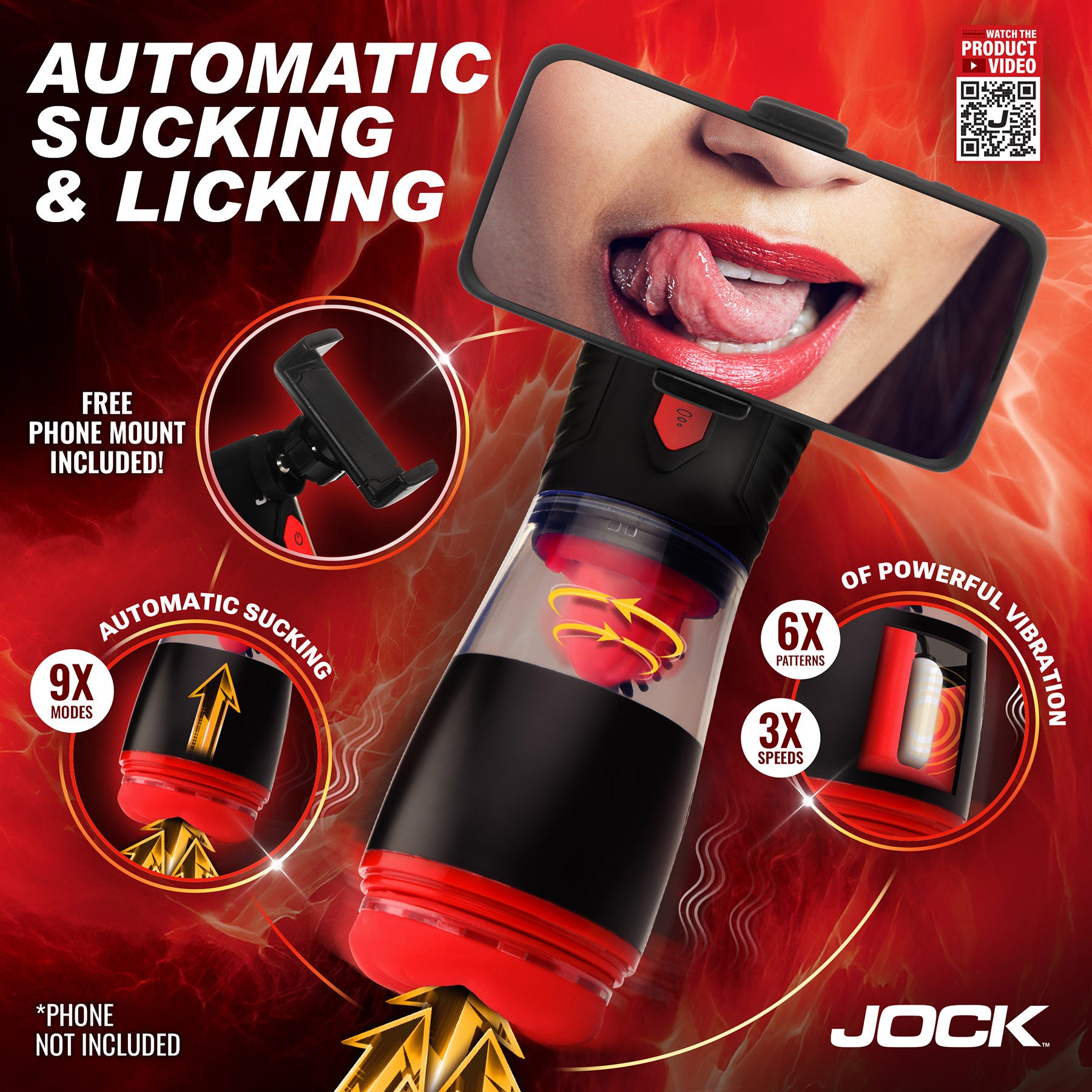 Jock Blow Job Sucking Licking and Vibrating Rechargeable Masturbator