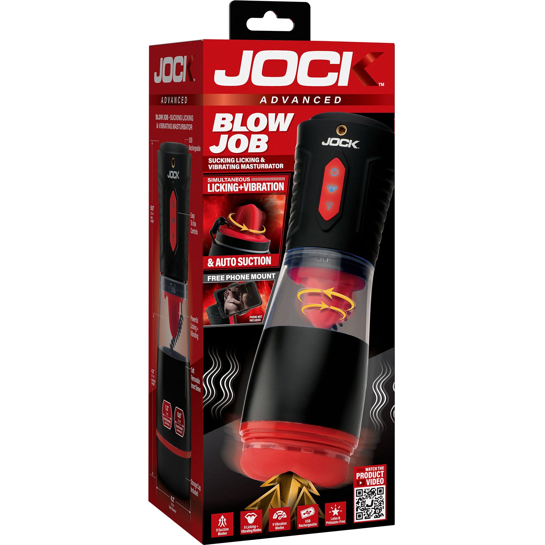 Jock Blow Job Sucking Licking and Vibrating Rechargeable Masturbator