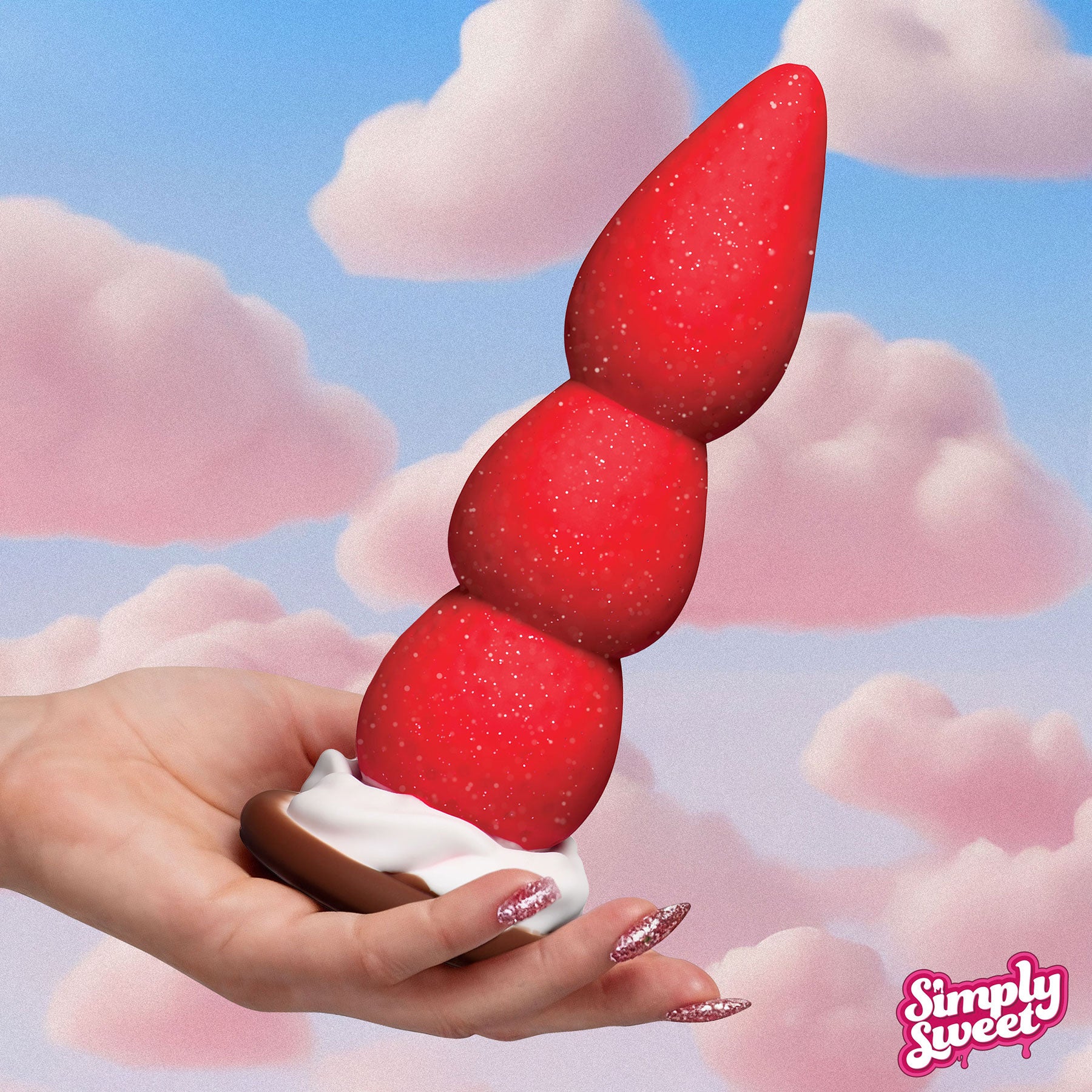 Strawberry Sweet Cream Premium 7.8" Silicone Dildo With Suction Cup Base