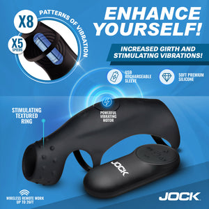 Jock Rush Vibrating Penis Sleeve Rechargeable Cock Ring with Remote