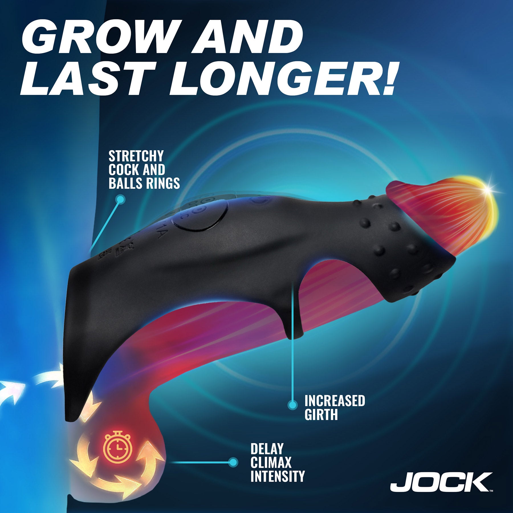 Jock Rush Vibrating Penis Sleeve Rechargeable Cock Ring with Remote