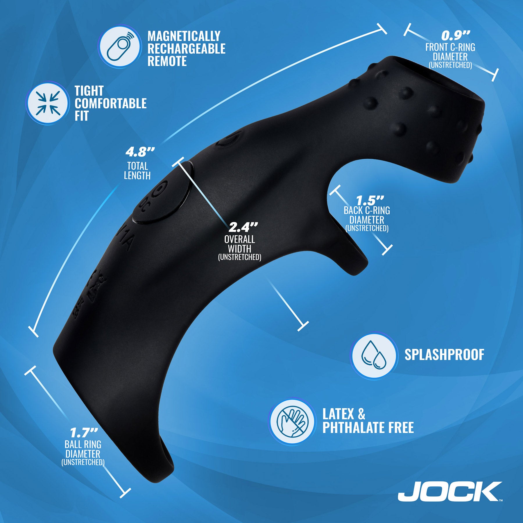 Jock Rush Vibrating Penis Sleeve Rechargeable Cock Ring with Remote