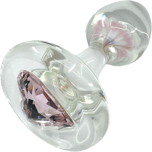 Pink Twisted Heart Flower Glass Butt Plug By Crystal Delights