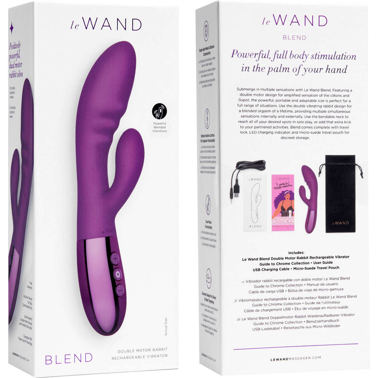 Le Wand Blend Waterproof Rechargeable Silicone Dual Stimulation Vibrator - Dark Cherry