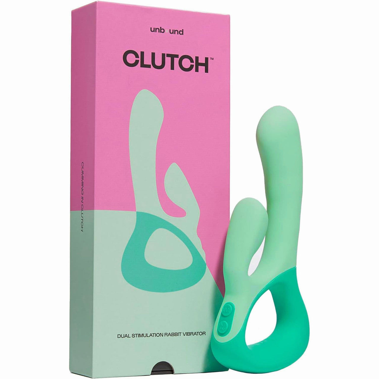 Unbound Clutch Rechargeable Waterproof Silicone Dual Stimulation Vibrator - Mint & Sea