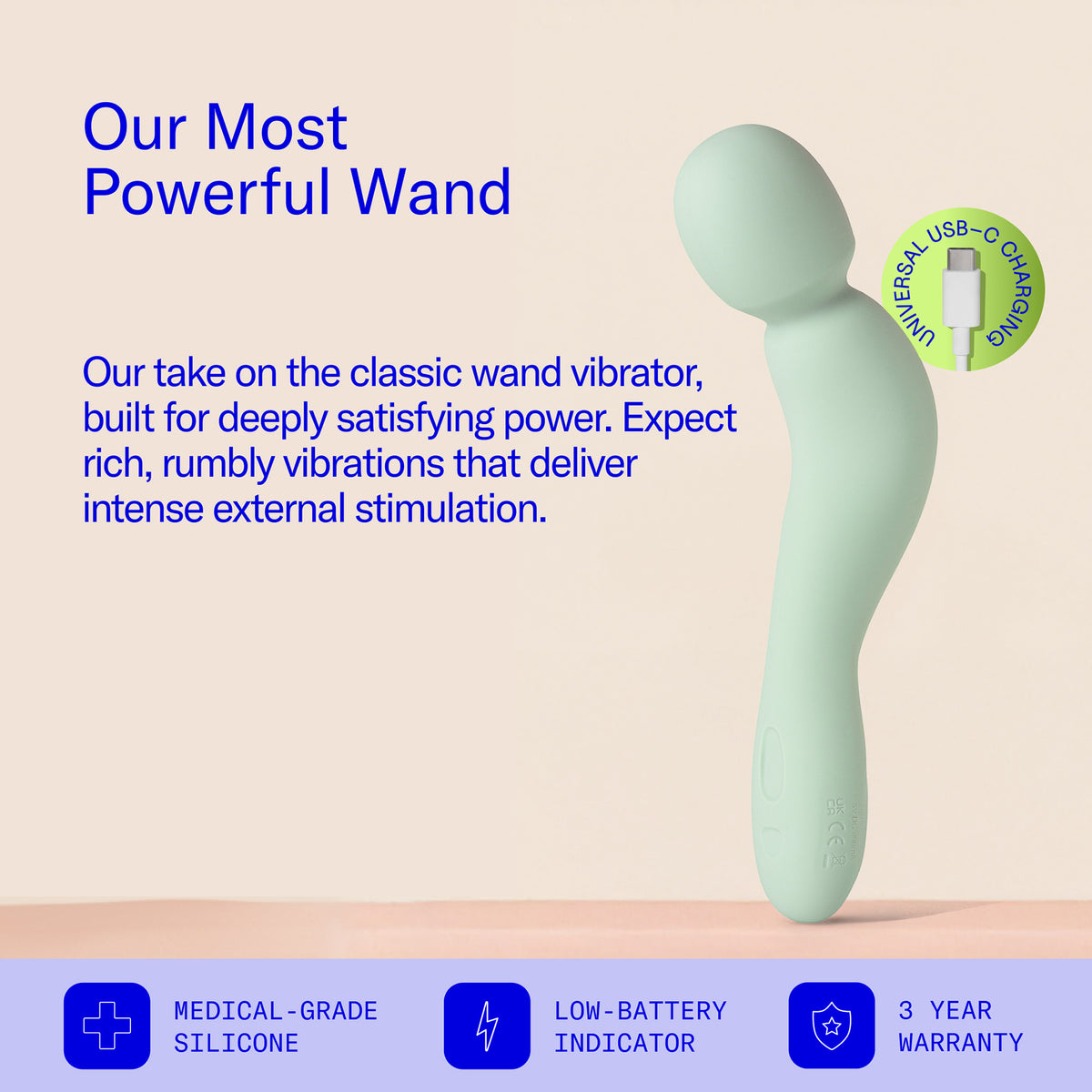 Dame COM Silicone Waterproof Rechargeable Wand Vibrator