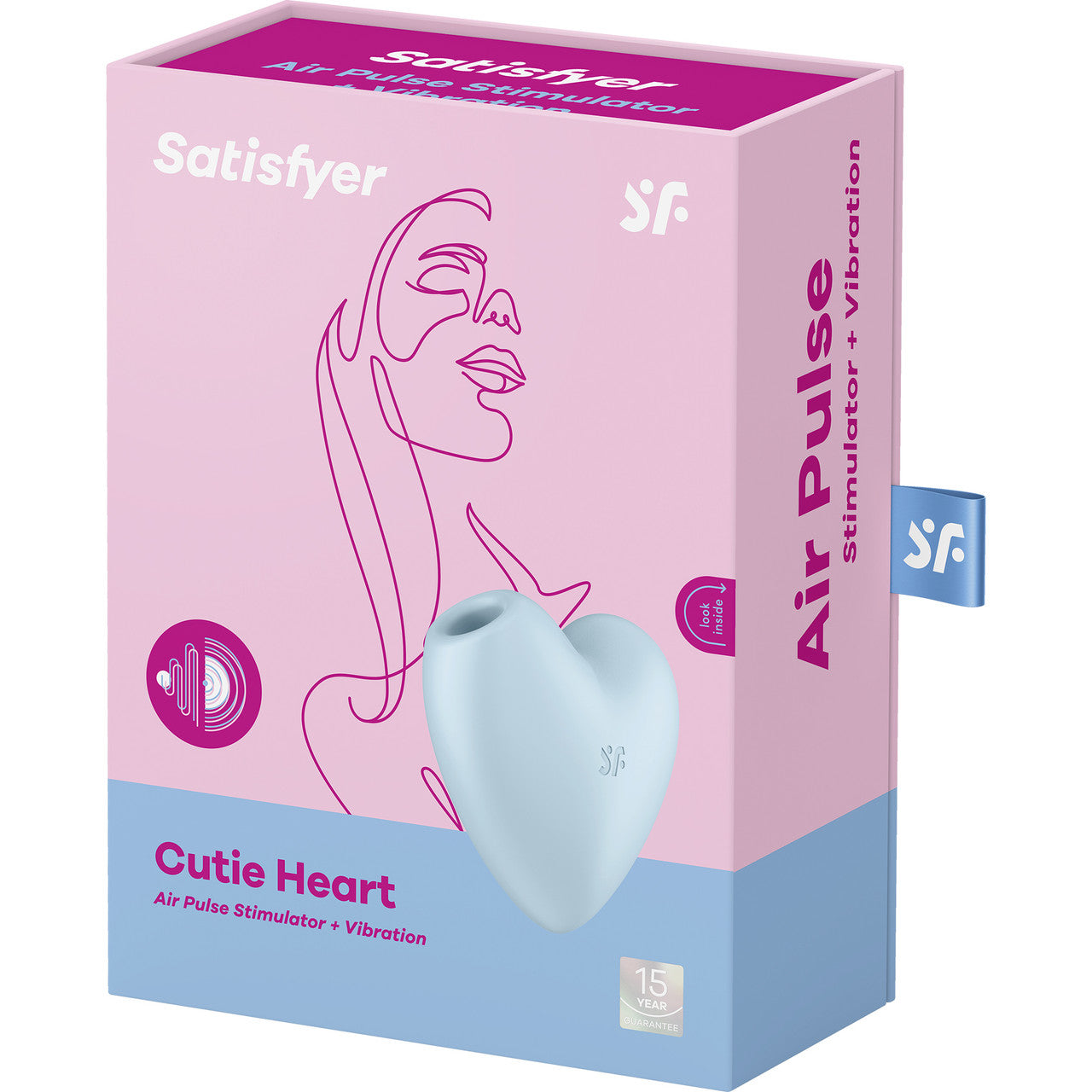 Satisfyer Cutie Heart Pressure Wave Rechargeable Waterproof Clitoral Stimulator - Blue