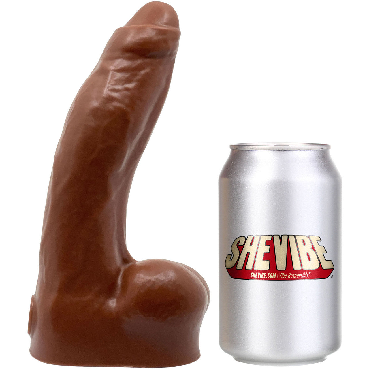 BIG Daddy Dakota Uncut XL 9" Platinum Silicone Realistic Dildo With Balls By Dee's Big Daddies - Chocolate