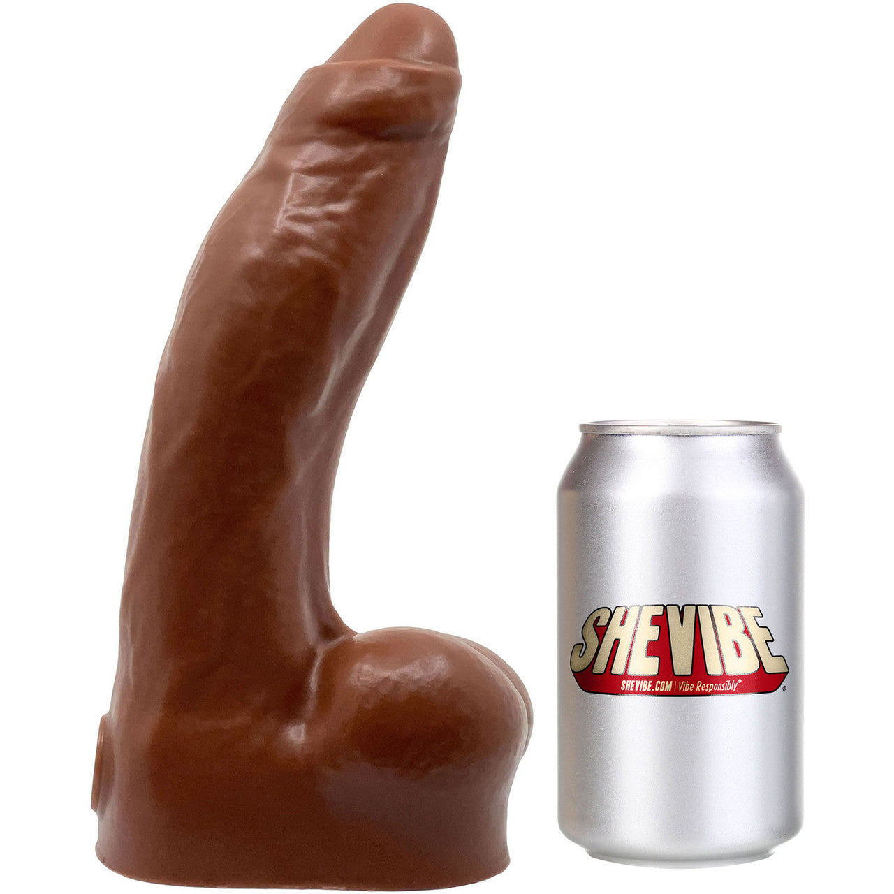 BIG Daddy Dakota Uncut XXL 10" Platinum Silicone Realistic Dildo With Balls By Dee's Big Daddies - Chocolate