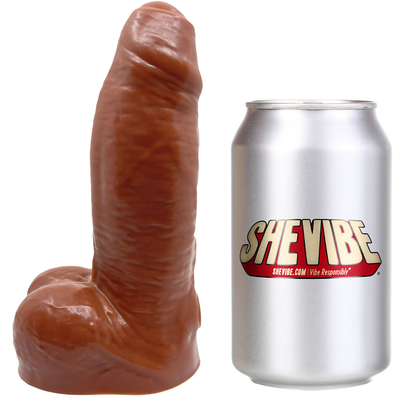 BIG Daddy Danny Uncut Large 6.5" Platinum Silicone Realistic Dildo With Balls By Dee's Big Daddies - Chocolate