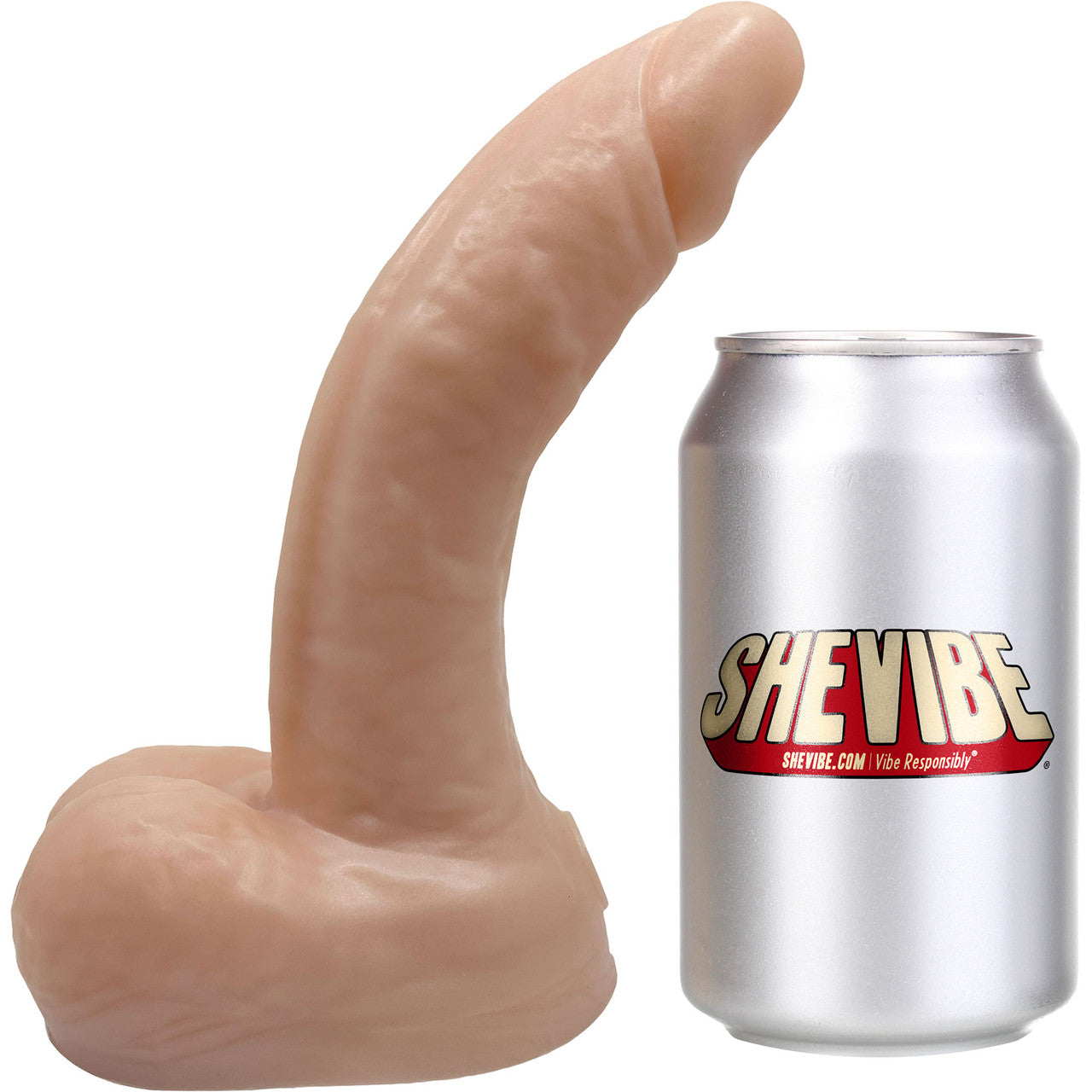 BIG Daddy Dante Large 8" Platinum Silicone Realistic Dildo With Balls By Dee's Big Daddies - Vanilla