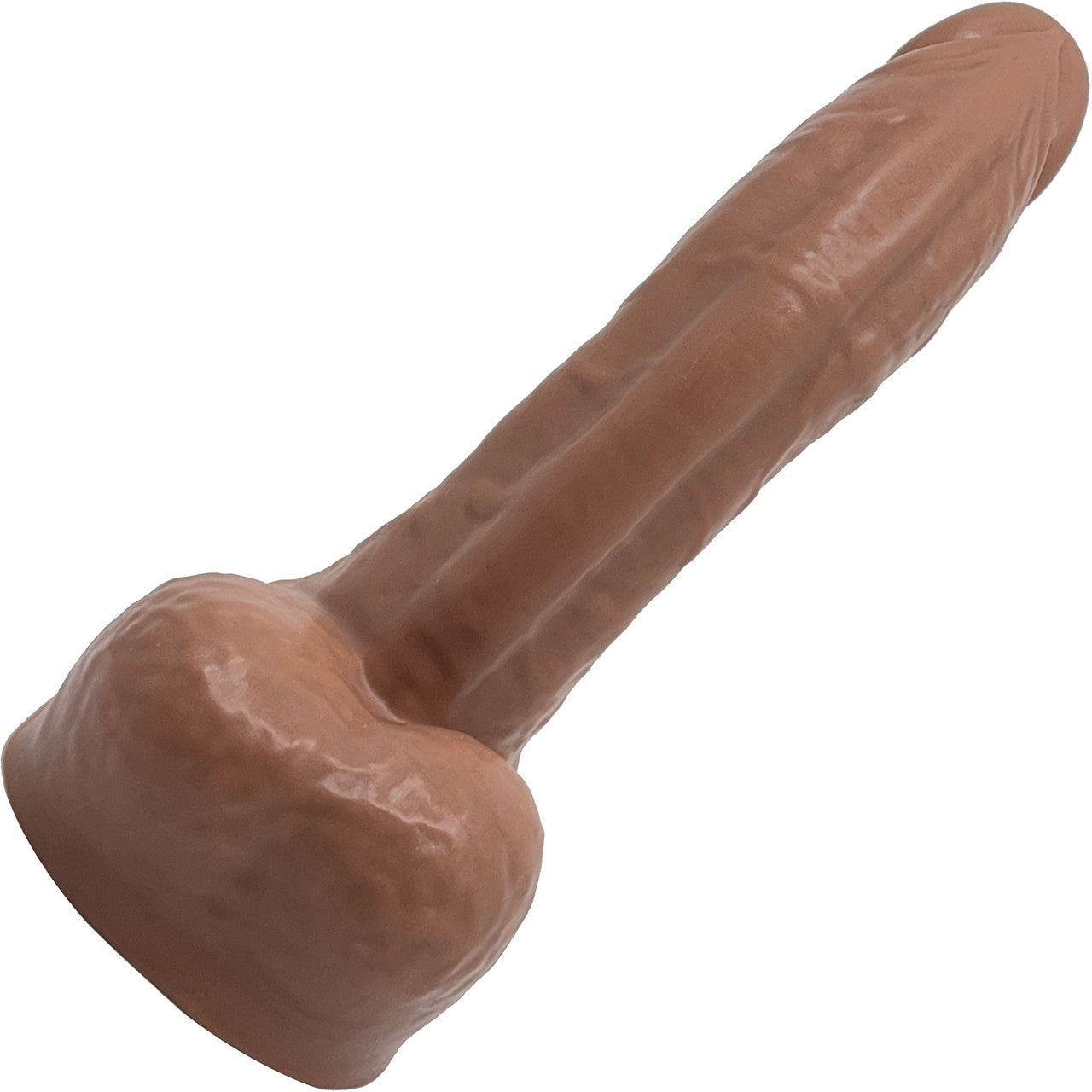 BIG Daddy Dante Large 8" Platinum Silicone Realistic Dildo With Balls By Dee's Big Daddies - Caramel