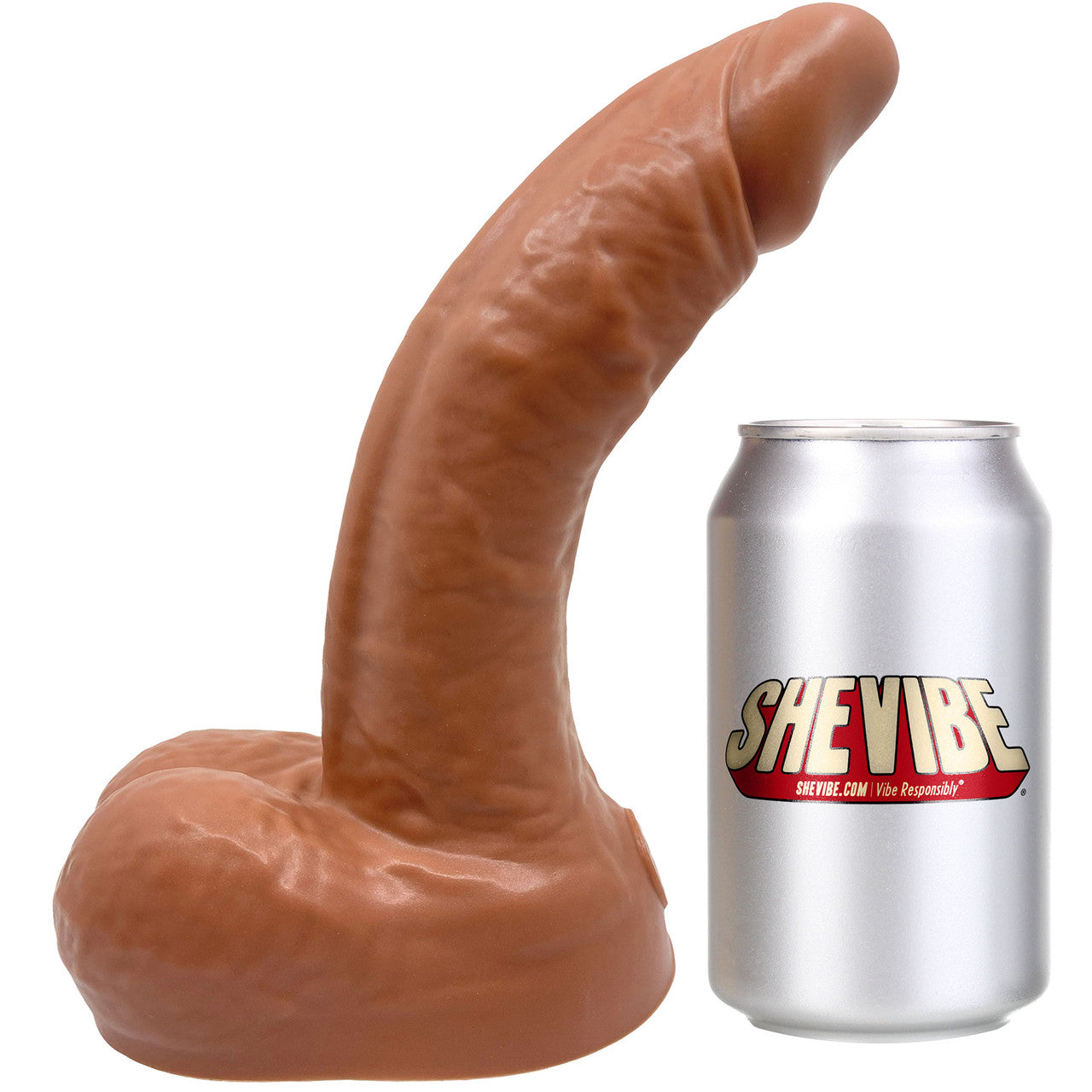 BIG Daddy Dante XL 9.5" Platinum Silicone Realistic Dildo With Balls By Dee's Big Daddies - Caramel