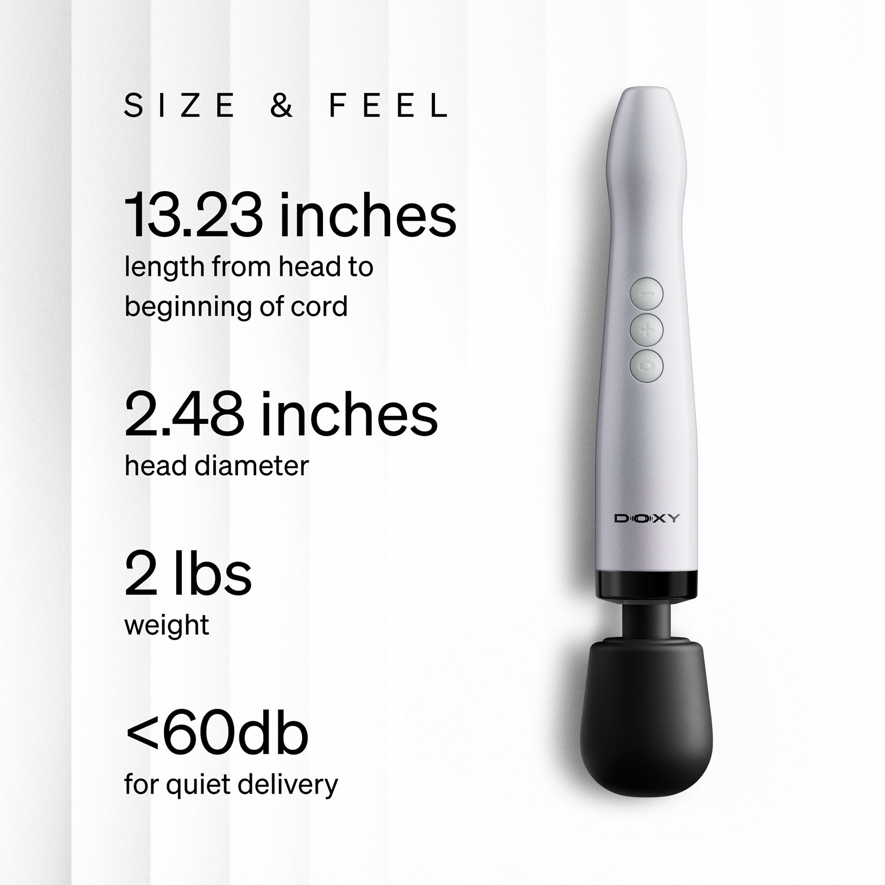 DOXY Die Cast MAX Cordless Powerful Massage Wand - Infographic