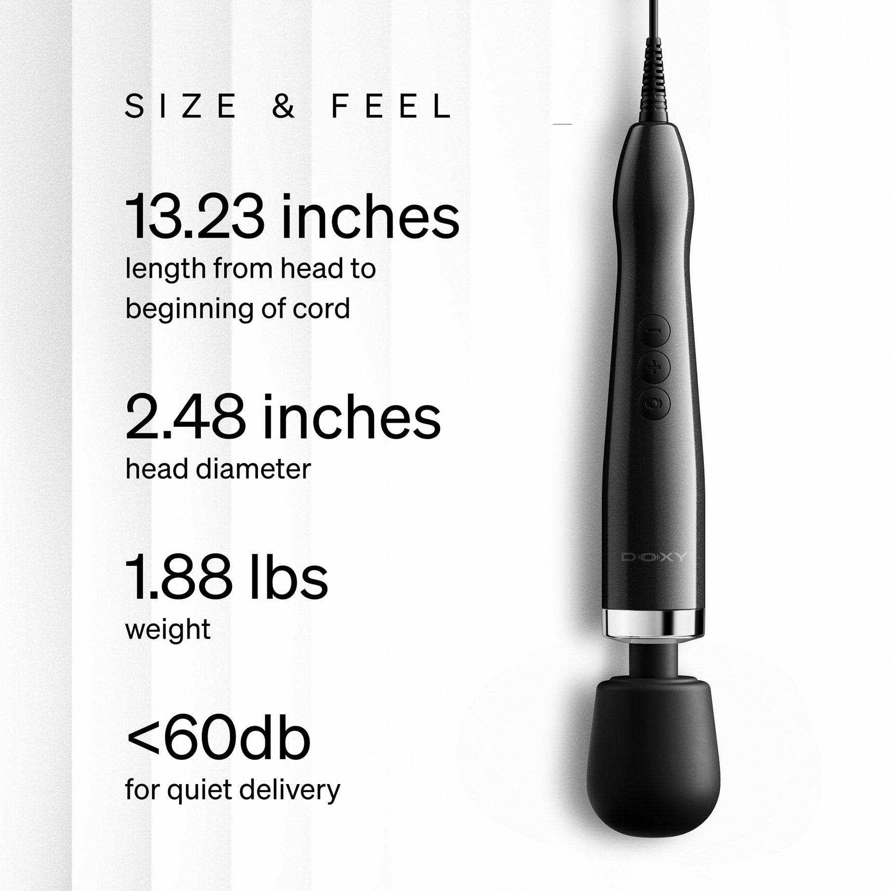 DOXY Die Cast MAX PLUG-IN Powerful Massage Wand - Infographic