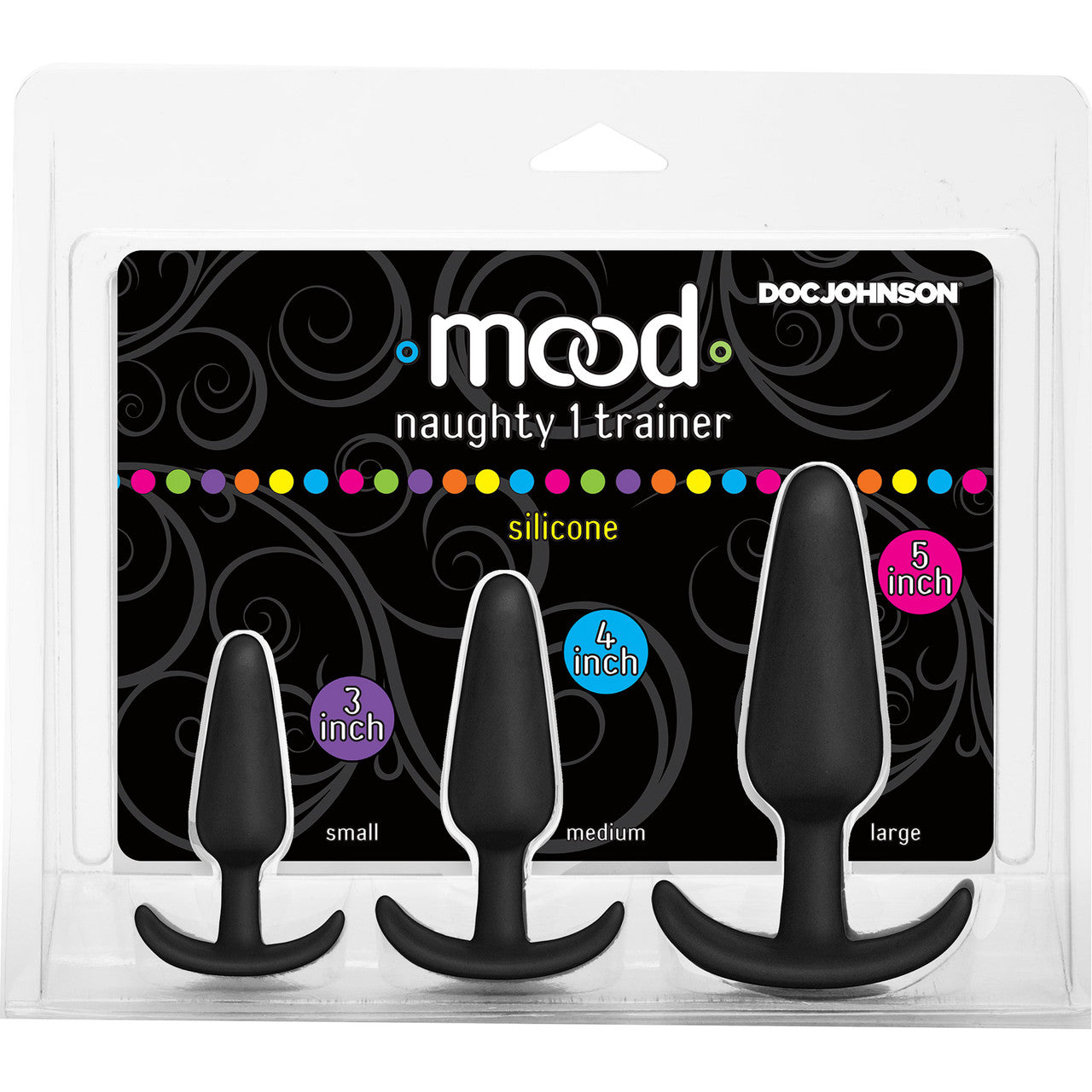 Mood Naughty 1 Silicone Butt Plug Trainer Set by Doc Johnson - Black