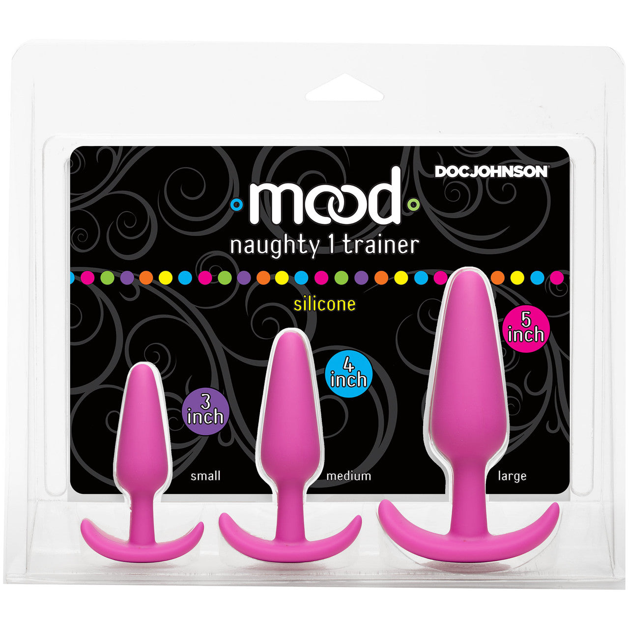 Mood Naughty 1 Silicone Butt Plug Trainer Set by Doc Johnson - Pink