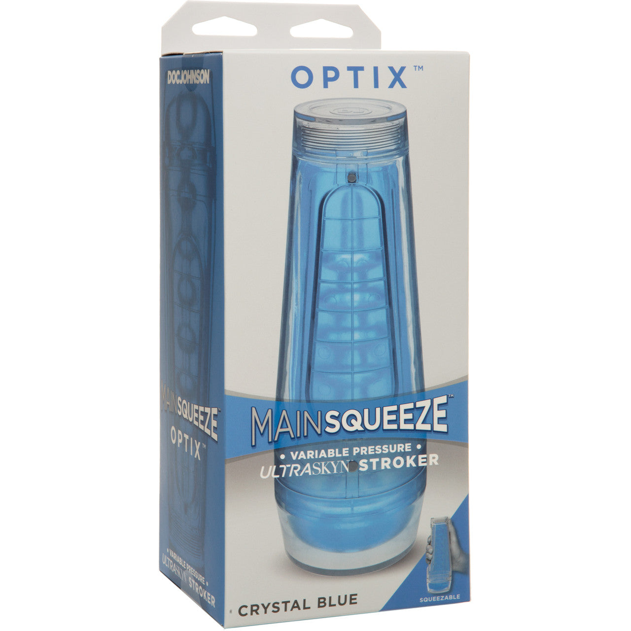 Main Squeeze Optix Penis Masturbator by Doc Johnson - Crystal Blue