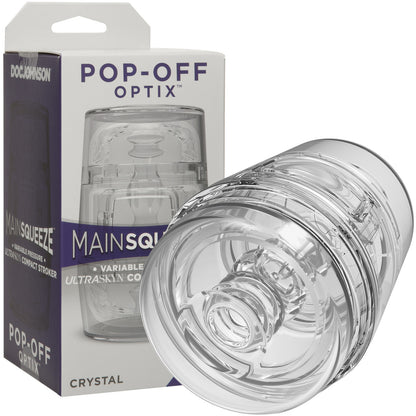 Main Squeeze Pop Off Optix Compact Penis Masturbator by Doc Johnson - Crystal Clear