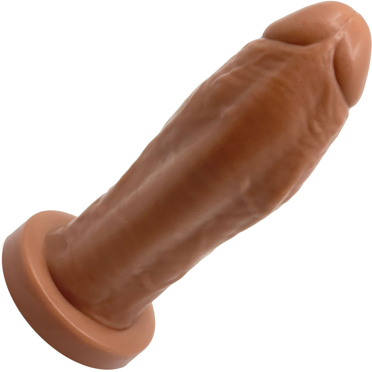 BIG Daddy Duke Large 7.75" Platinum Silicone Realistic Dildo By Dee's Big Daddies - Caramel