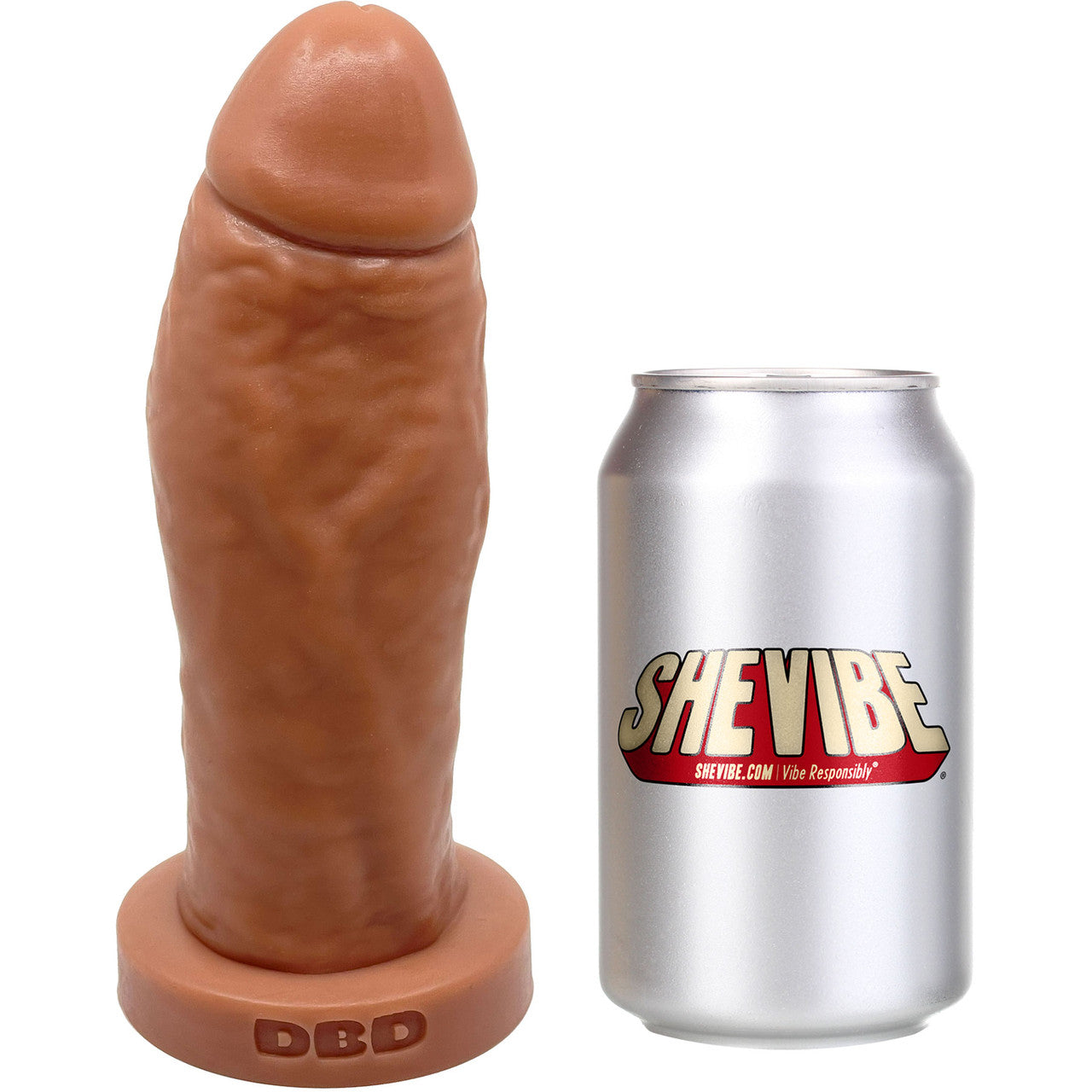 BIG Daddy Duke Large 7.75" Platinum Silicone Realistic Dildo By Dee's Big Daddies - Caramel