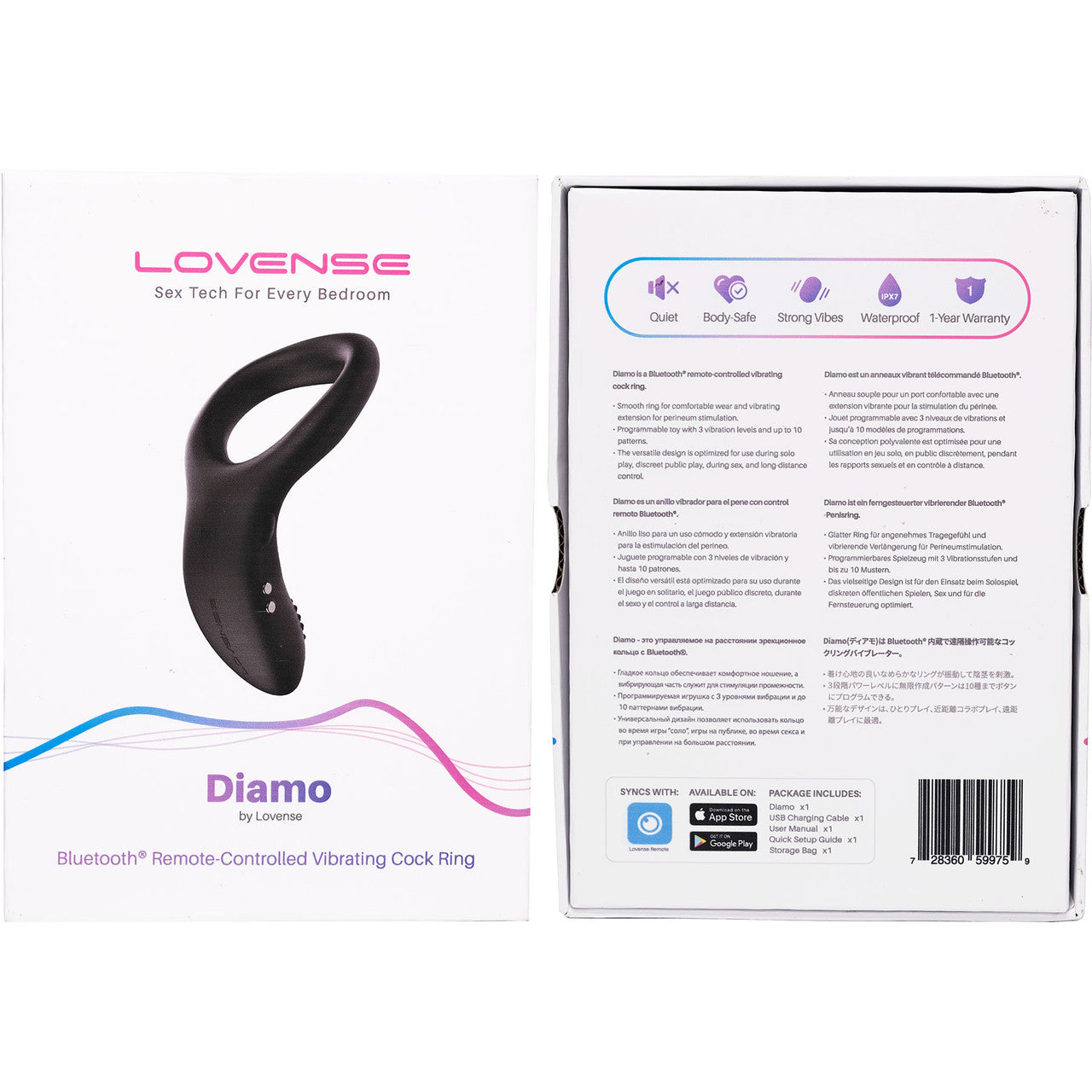 Lovense Diamo Silicone Waterproof Rechargeable App Compatible Vibrating Cock Ring