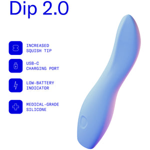 DIP 2.0 Silicone Rechargeable Waterproof Vibrator by Dame - Periwinkle