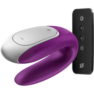 Satisfyer Double Fun Silicone Rechargeable Dual Vibrator With Remote Control - Purple