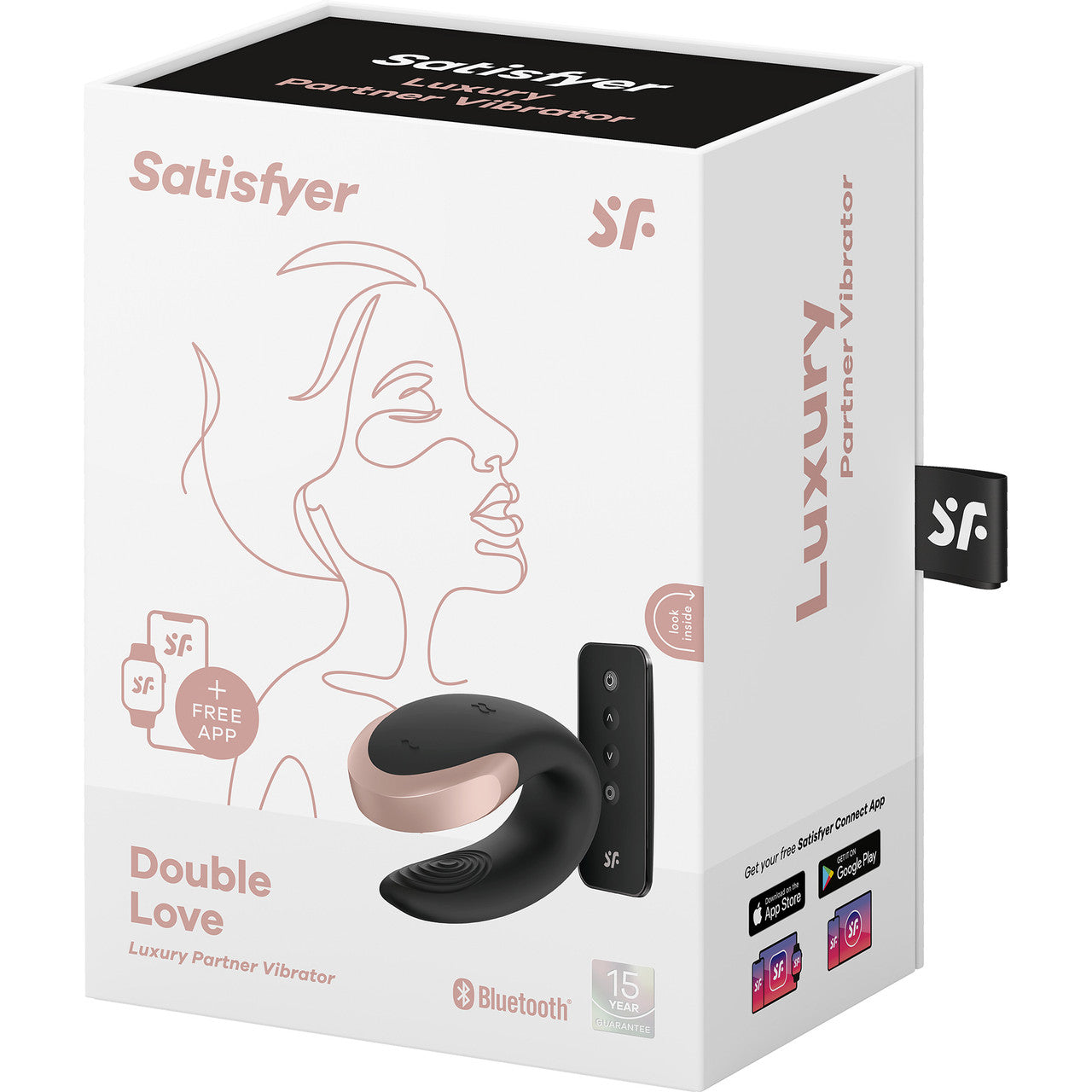 Satisfyer Double Love Silicone Rechargeable Dual Vibrator With Remote Control - Black