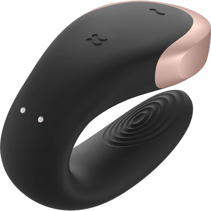 Satisfyer Double Love Silicone Rechargeable Dual Vibrator With Remote Control - Black
