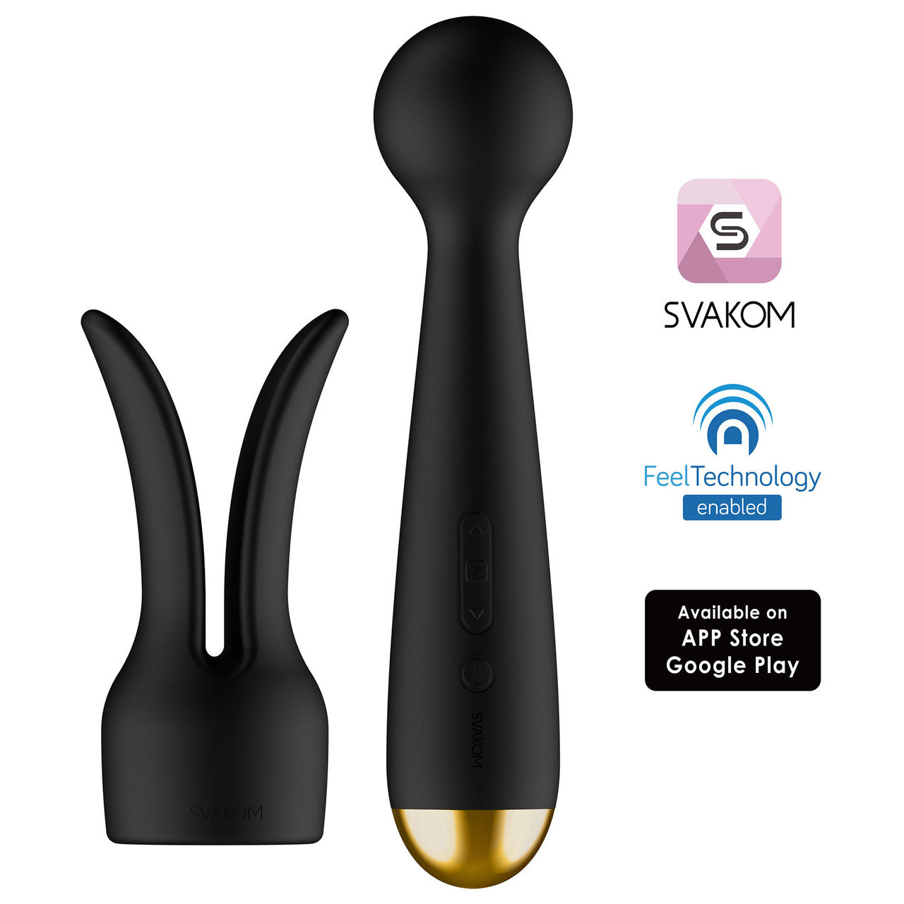 SVAKOM Emma Neo Interactive App Enabled Warming Silicone Vibrator With Rabbit Ears - Black