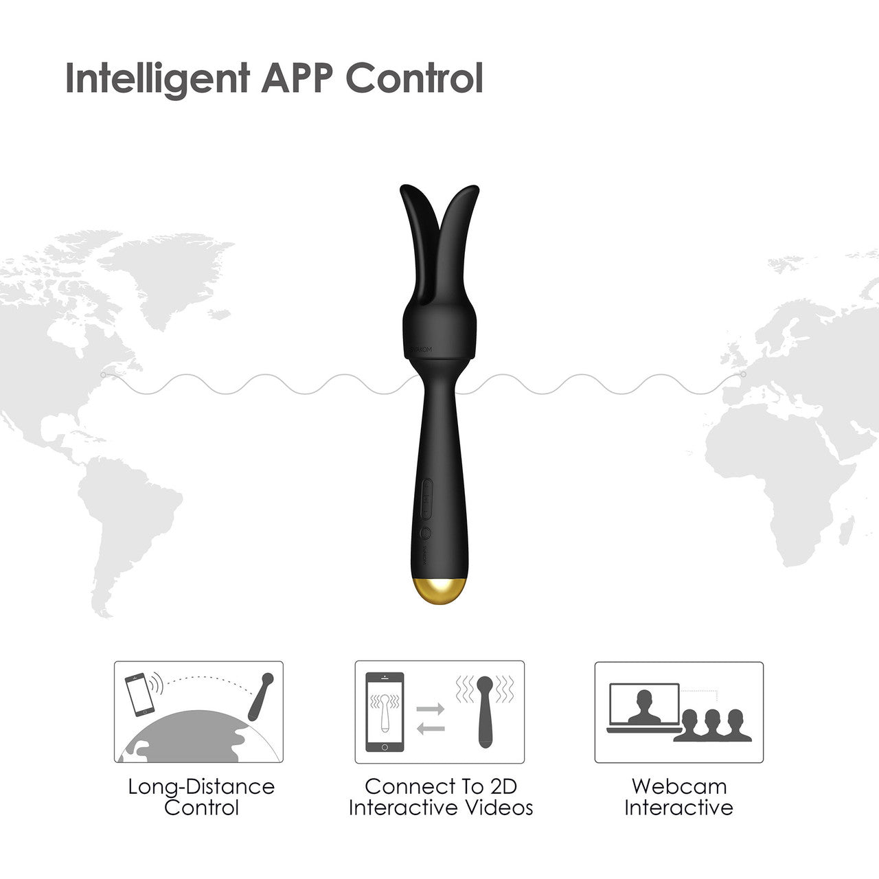 SVAKOM Emma Neo Interactive App Enabled Warming Silicone Vibrator With Rabbit Ears - Black