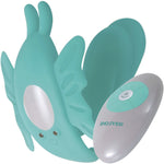 The Butterfly Effect Clitoral & G-Spot Teal Wearable Remote Vibrator By Evolved Novelties