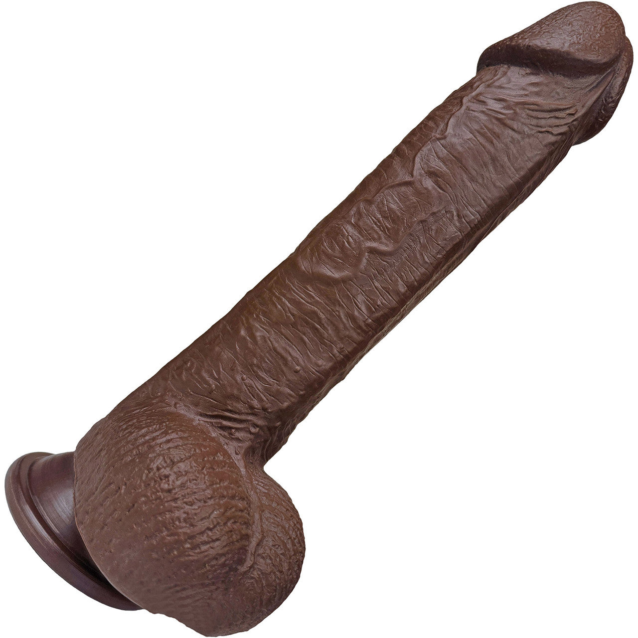 The Engineer 7 Inch Silicone Realistic Dildo With Balls & Suction Cup Base By Fukena - Chocolate