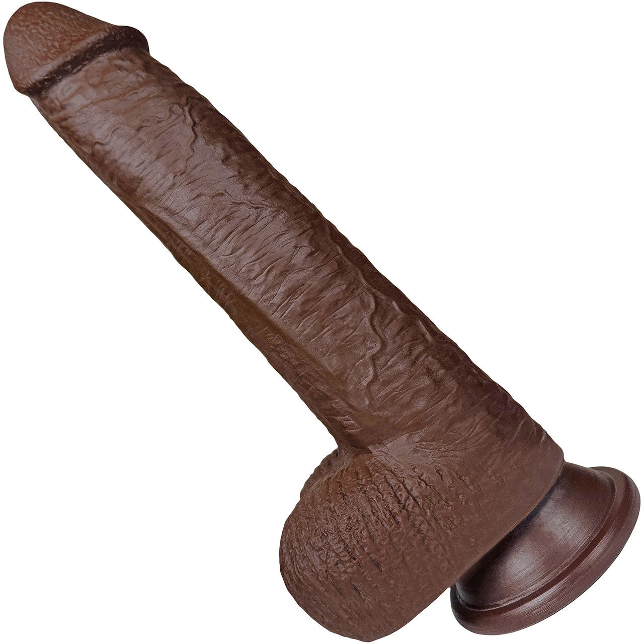 The Engineer 7 Inch Silicone Realistic Dildo With Balls & Suction Cup Base By Fukena - Chocolate