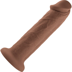 Girthy Vibrating Rechargeable Waterproof 7" Silicone Suction Cup Dildo By Evolved Novelties - Caramel