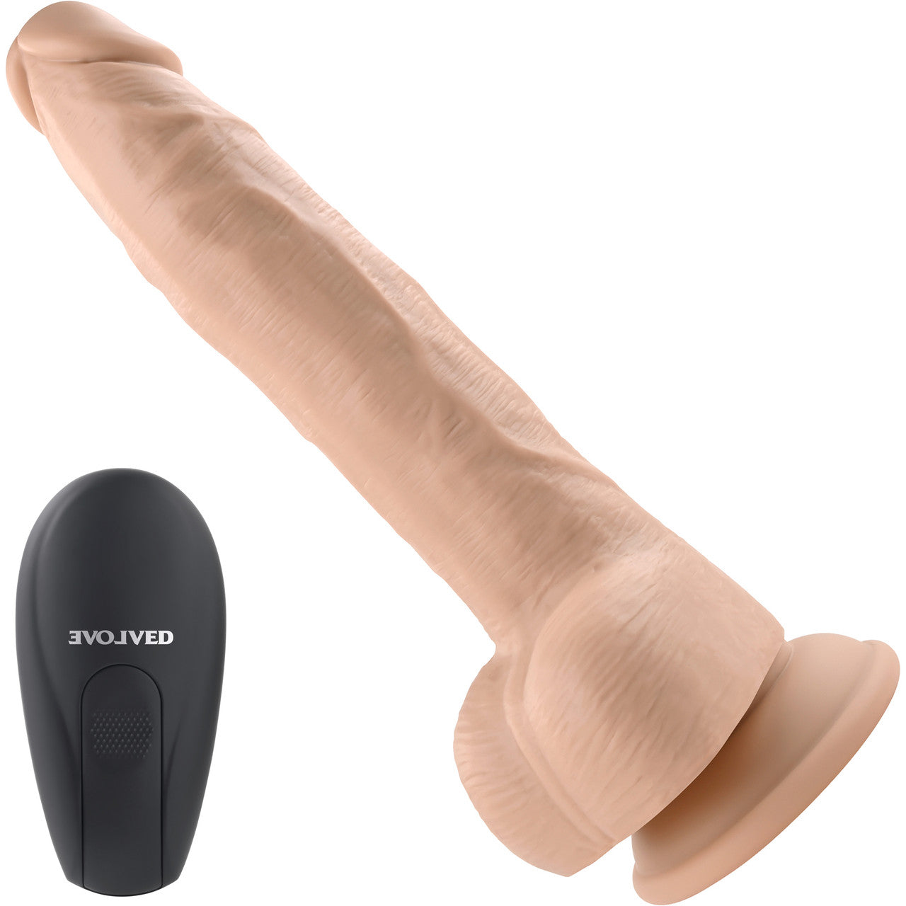 Thrust In Me Rechargeable Silicone Thrusting Vibrating Realistic Dong With Remote By Evolved Novelties - Vanilla