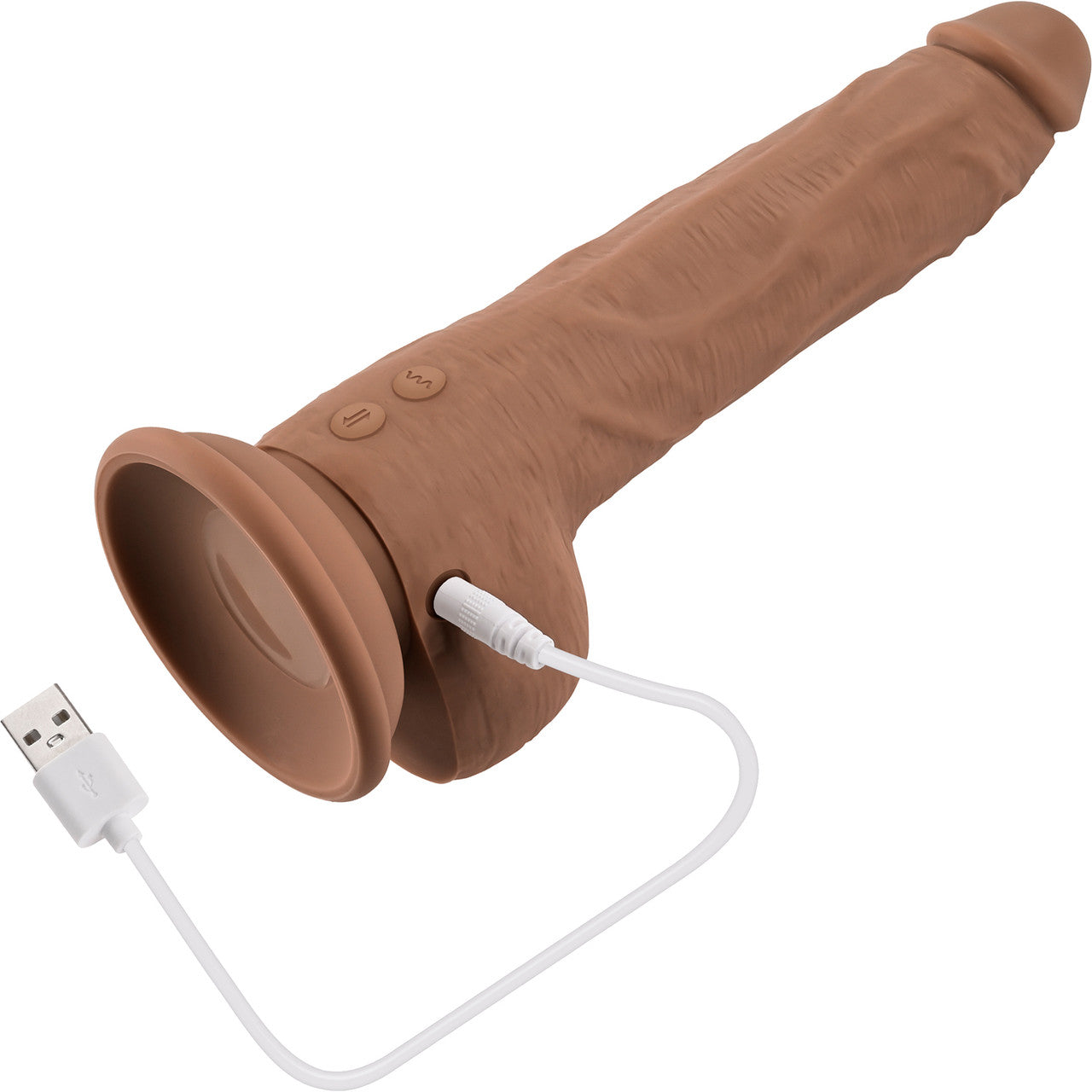 Thrust In Me Rechargeable Silicone Thrusting Vibrating Realistic Dong With Remote By Evolved Novelties - Caramel