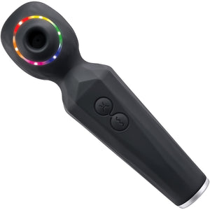 Rainbow Sucker Rechargeable Silicone Wand Style Vibrator With Clitoral Suction By Evolved Novelties